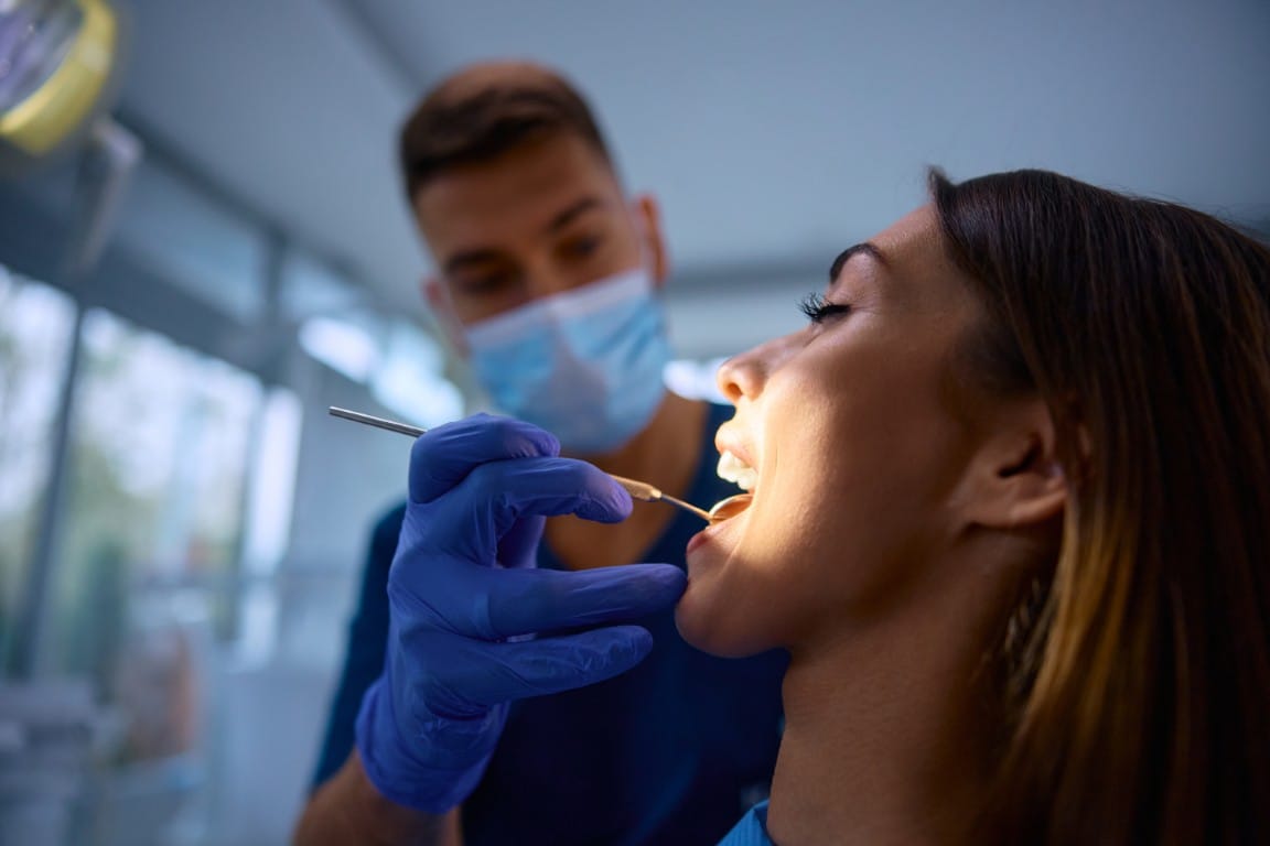 Dental procedure being performed in a professional dental office
