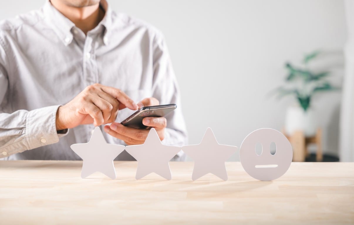 Google reviews and star ratings displayed on a business listing