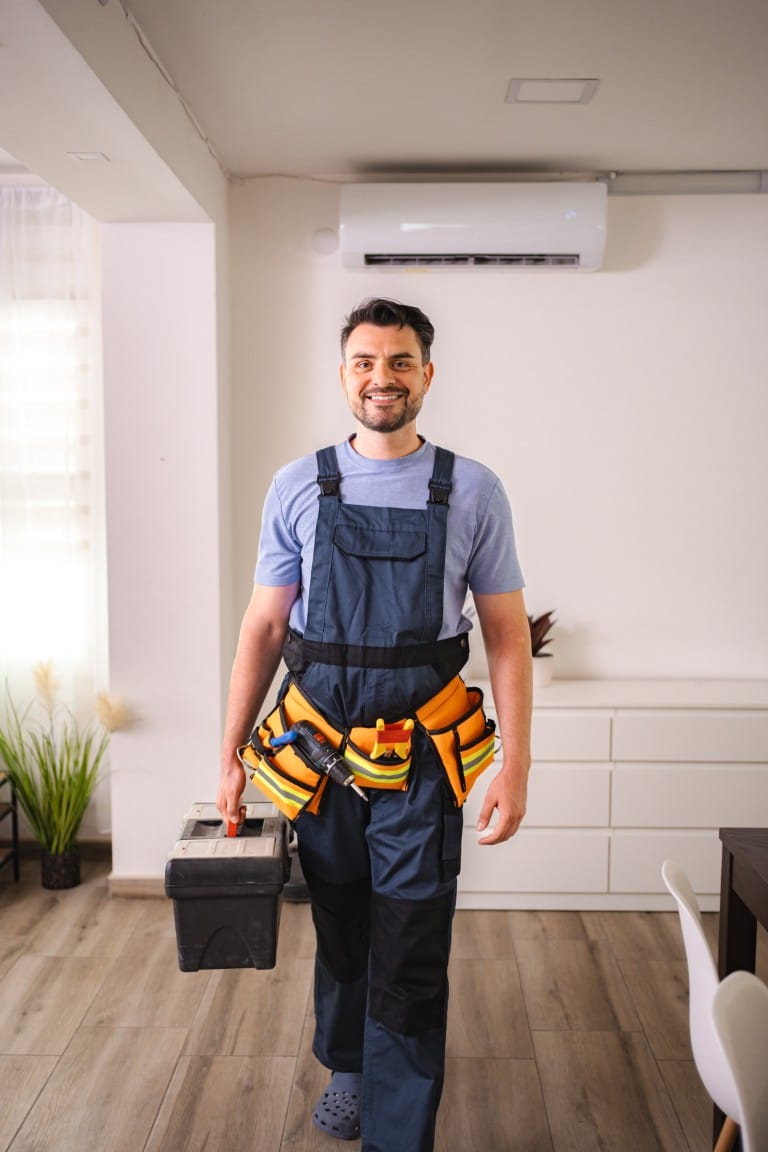 HVAC technician with a professional toolbox ready for a service call