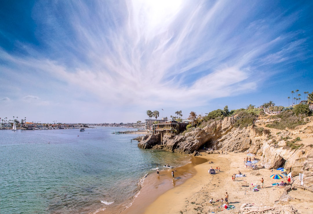 Rocky cove and harbor along the Newport Beach coastline