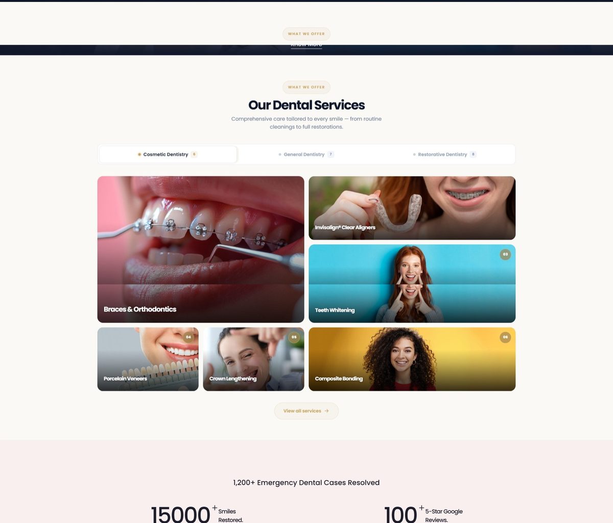 Acorn Family Dental Care services page designed by Orrku Media