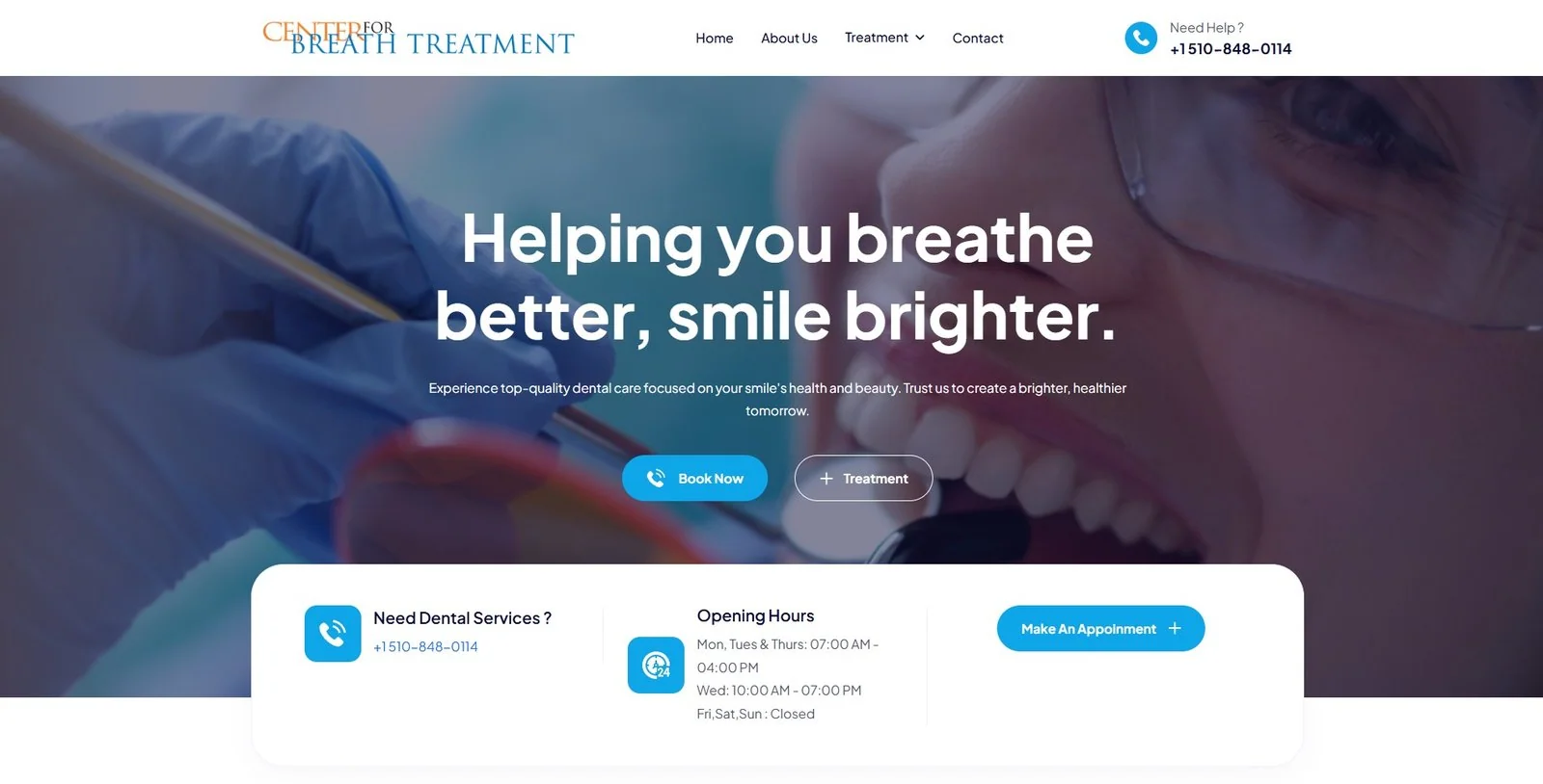 Center for Breath Treatment website, designed by Orrku Media
