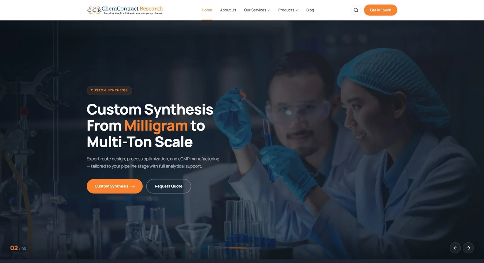 ChemContract Research website, designed by Orrku Media