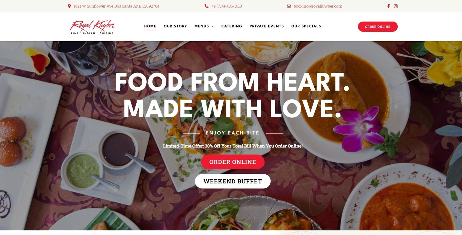 Royal Khyber website, designed by Orrku Media