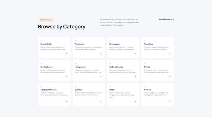 ChemContract browse by category — organized chemical product categories for easy discovery