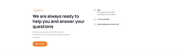 ChemContract contact section — We are always ready to help you and answer your questions