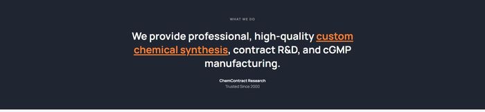 ChemContract intro — professional high-quality custom chemical synthesis, contract R&D, and cGMP manufacturing