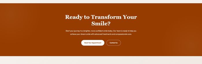 HB Dentist CTA banner — Ready to Transform Your Smile with appointment booking buttons