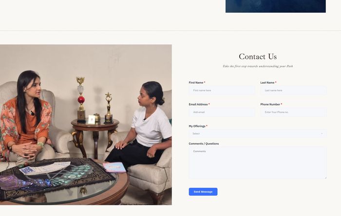 Heal with Pious contact form with map location and Send Message button
