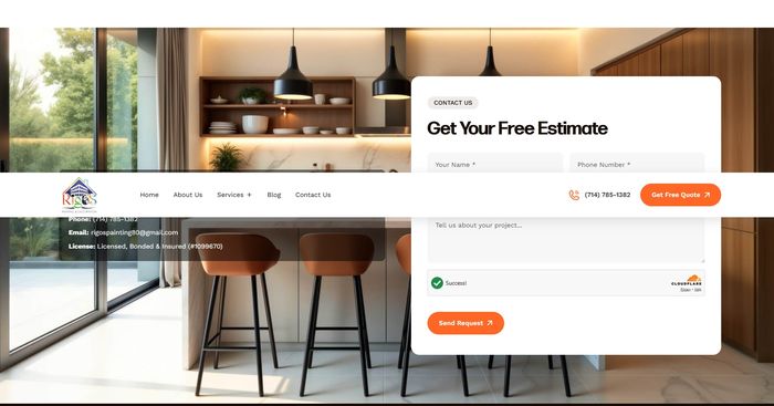Rigos Painting — Get Your Free Estimate form with room background photo
