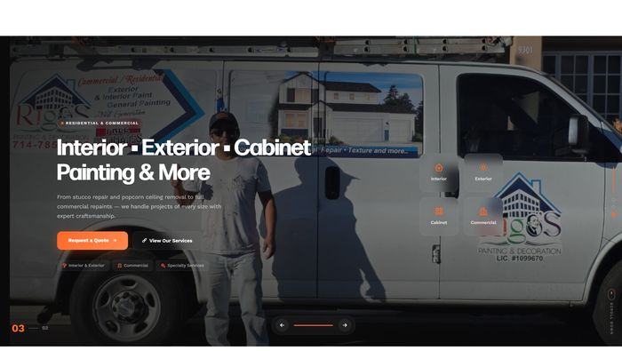 Rigos Painting hero — Interior, Exterior, and Cabinet Painting & More with van photo