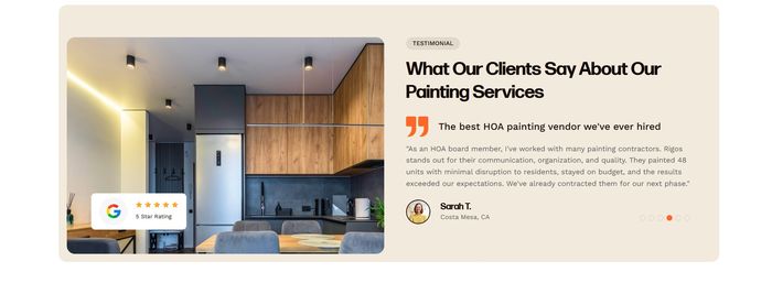 Rigos Painting client testimonials — 5-star Google reviews from Orange County homeowners