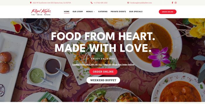 Royal Khyber hero — Food From Heart, Made With Love, Indian fine dining since 1981