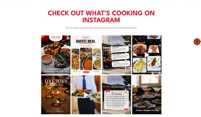 Royal Khyber Instagram feed — Check Out What's Cooking with food photography grid