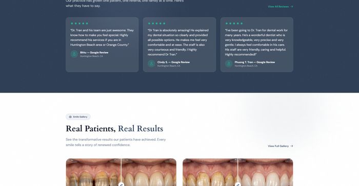 Peninsula Dentistry — Real Patients Real Results before/after gallery showing veneers, whitening, implants, and Invisalign transformations